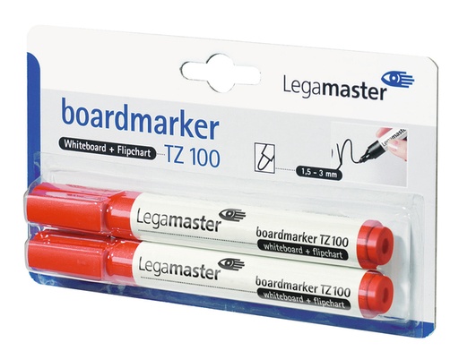 [920372] Whiteboardmarker Legamaster TZ 100 rond 1.5-3mm rood blister à 2 stuks