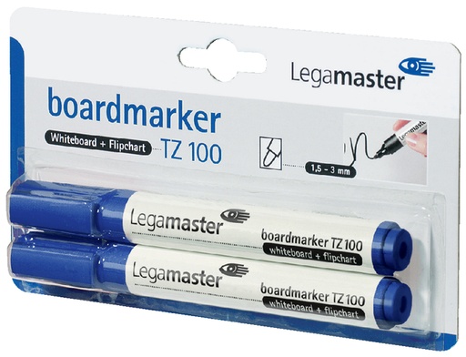 [920373] Whiteboardmarker Legamaster TZ 100 rond 1.5-3mm blauw blister à 2 stuks