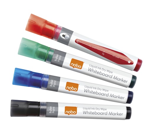 [635025] Whiteboardmarker Nobo Liquid ink rond assorti 3mm 4st