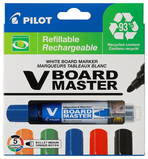 [919885] Whiteboardmarker PILOT Begreen rond medium assorti 5 stuks