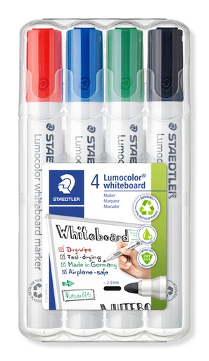 [920399] Whiteboardmarker Staedtler Lumocolor 351 set à 4 stuks standaard assorti
