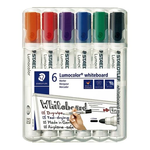 [920398] Feutre tableau blanc Staedtler Lumocolor 351 standard assorti set  6 pièces