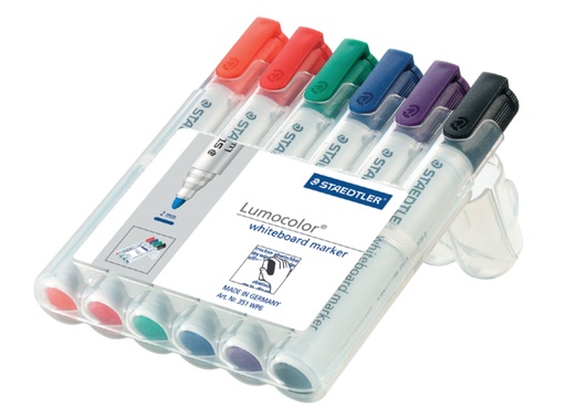 [920398] Feutre tableau blanc Staedtler Lumocolor 351 standard assorti set  6 pièces