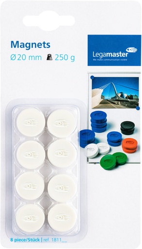 [921940] Aimant Legamaster 20mm 250g blanc 8 pièces