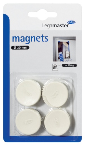 [921950] Magneet Legamaster 30mm 850gr wit 4 stuks