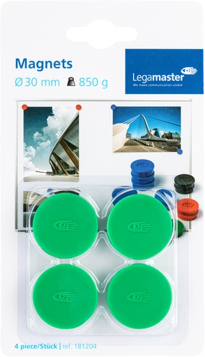 [921954] Aimant Legamaster 30mm 850g vert 4 pièces