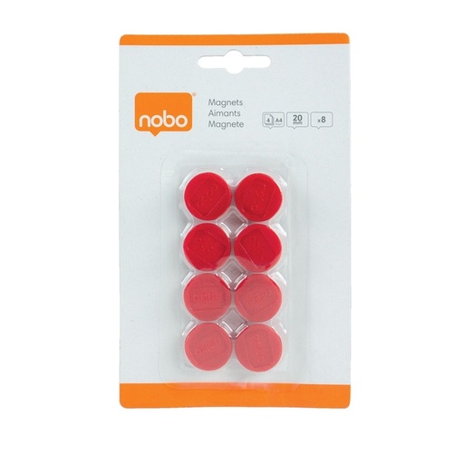 [921902] Aimant Nobo 20mm rouge 8 pièces