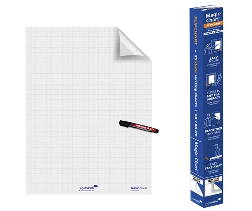 [920078] Magic-Chart Legamaster 600x800mm blanc quadrillé 25 feuilles