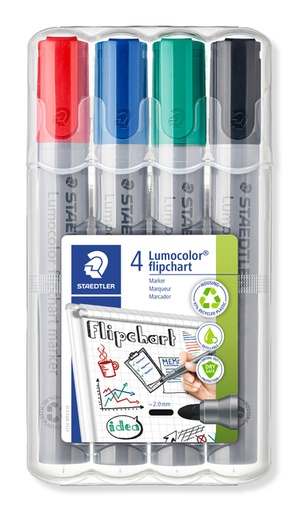 [635218] Marqueur chevalet Staedtler 356 ogive 2mm 4 pièces assorti