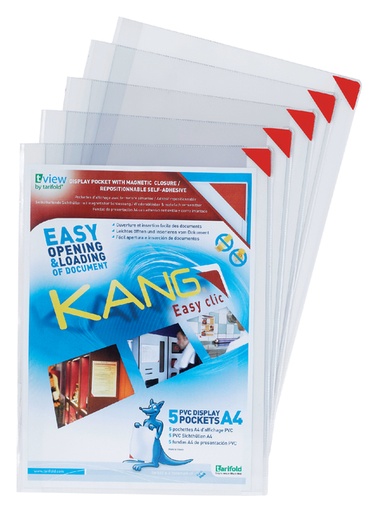 [510360] Pochette présentation Djois Kang Easy Clic A4 adhésif repositionnable 5 pièces