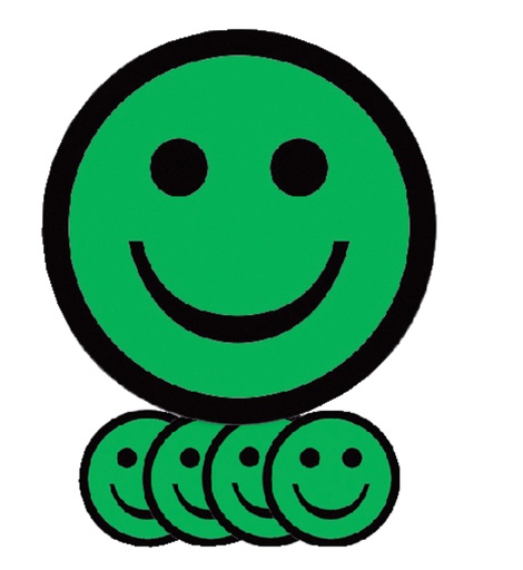 [920700] Aimant Smiley 75mm émotion content vert 5 pièces