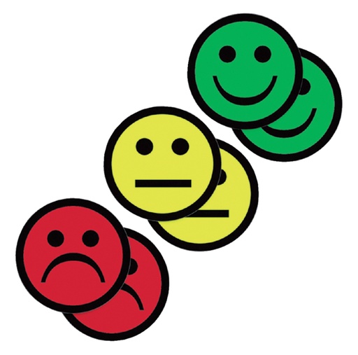 [920702] Aimant Smiley 7,5cm 2x jaune 2x vert 2x rouge