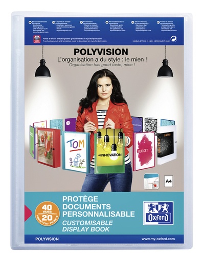 [541848] Album de présentation Oxford Polyvision A4 20 pochettes PP transparent