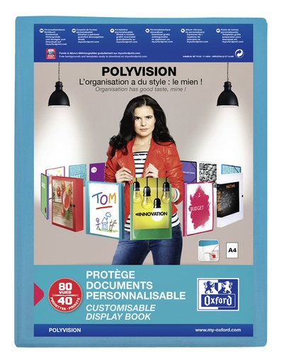 [541853] Chemise de présentation Oxford Polyvision A4 40-pochettes PP bleu