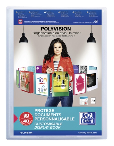 [541858] Chemise de présentation Oxford Polyvision A4 40-pochettes PP transparent