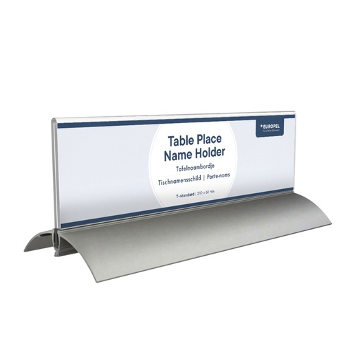 [921046] Porte-nom de table Europel 61x210mm acryl et aluminium