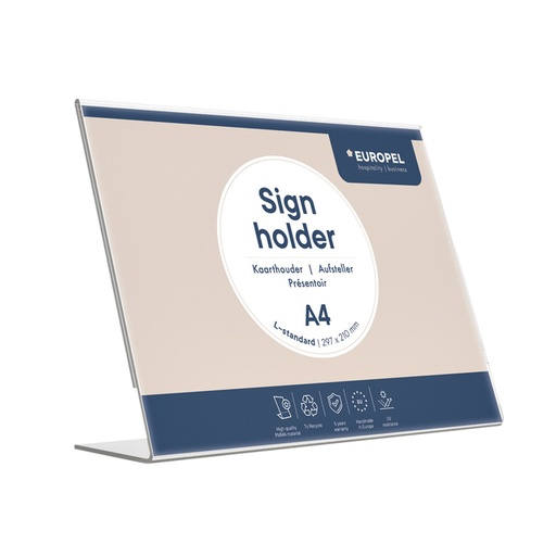 [506401] Kaarthouder Europel L-standaard A4 liggend acryl