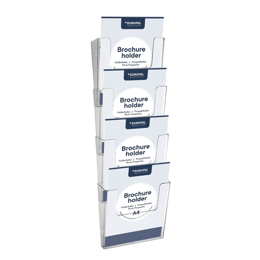[506454] Porte-brochures mural Europel 4x A4 portrait à coupler transparent 4 pièces