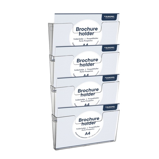 [506455] Porte-brochures mural Europel 4x A4 paysage à coupler transparent 4 pièces