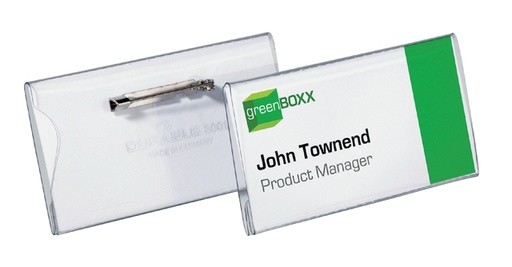 [921230] Badge Durable 8001 avec épingle et bord pinceur 40x75mm