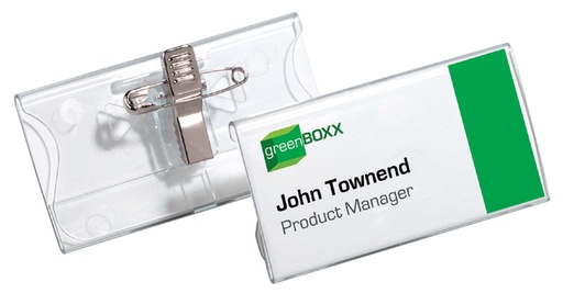 [921218] Badge acrylique Durable avec pince combi 40x75mm