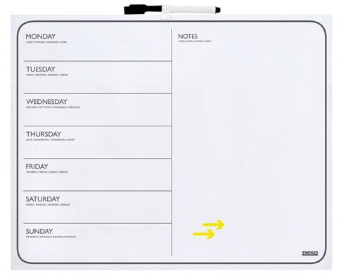 [949018] Planbord Desq week 40x50cm randloos + marker magnetisch