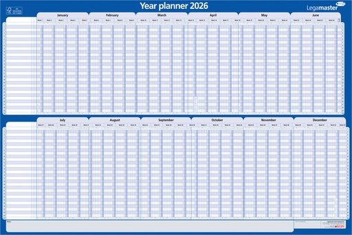 [900987] Projectplanner 2026 Legamaster 90x60cm horizontaal gelamineerd Engelstalig