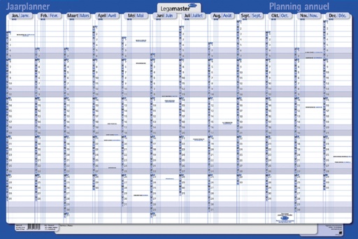 [900985] Jaarplanner 2025 Legamaster  1 persoon 90x60cm horizontaal gelamineerd Engelstalig