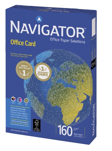 [129134] Papier copieur Navigator Office Card A4 160g blanc 250 feuilles