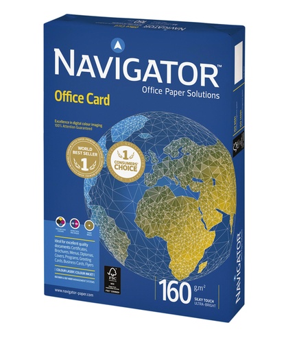 [129134] Papier copieur Navigator Office Card A4 160g blanc 250 feuilles