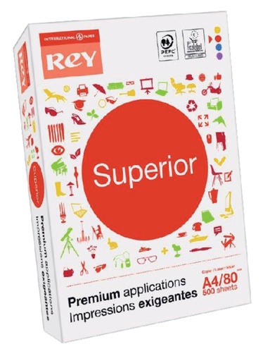 [129423] Papier copieur Rey Superior A4 80g blanc 500 feuilles