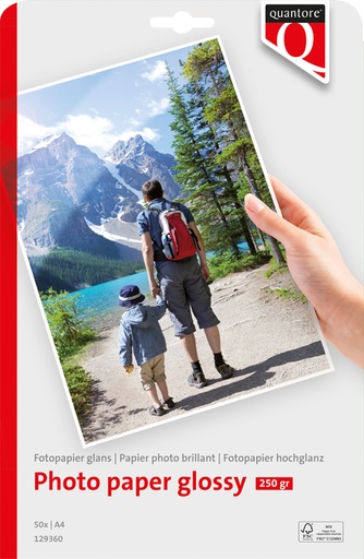 [129360] Papier photo Quantore A4 brillant 250g 50 feuilles