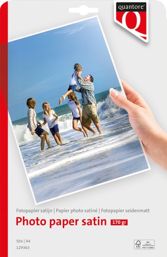 [129363] Papier photo Quantore A4 satiné mat 170g 50 feuilles