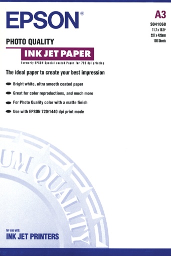 [129513] Papier jet d’encre Epson S041068 A3 105g mat 100 feuilles