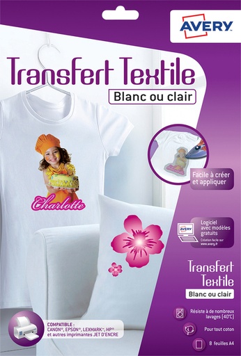 [129384] T-shirt transfer Avery C9405-8 A4 8 vel