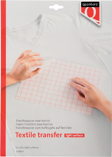 [129814] Papier Transfert jet d'encre textile Quantore vêtement clair 6 feuilles