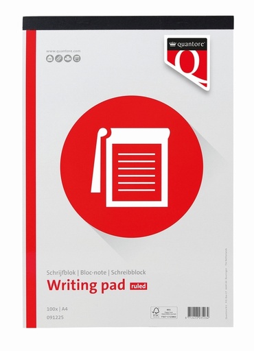 [091225] Schrijfblok Quantore A4 lijn 100vel 60gr
