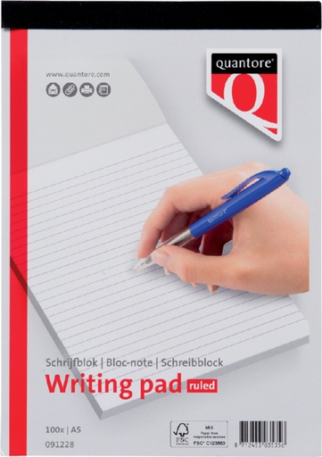 [091228] Bloc-notes Quantore A5 ligné 100 feuilles 60g