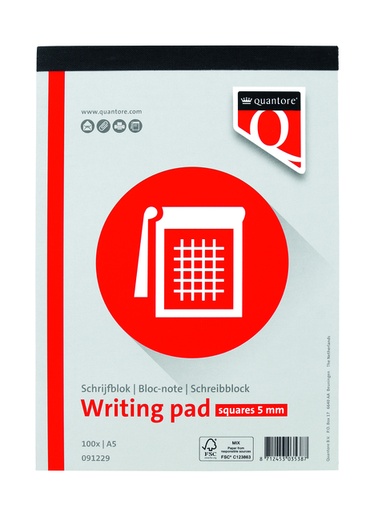 [091229] Schrijfblok Quantore A5 ruit 5mm 100vel 60gr