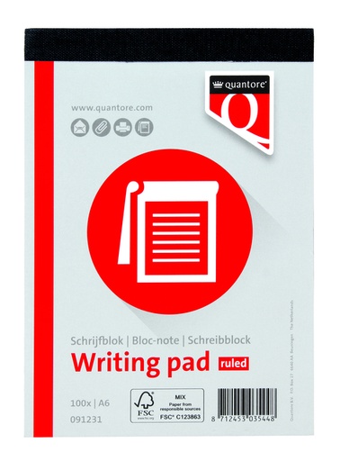 [091231] Schrijfblok Quantore A6 lijn 100vel 60 gr