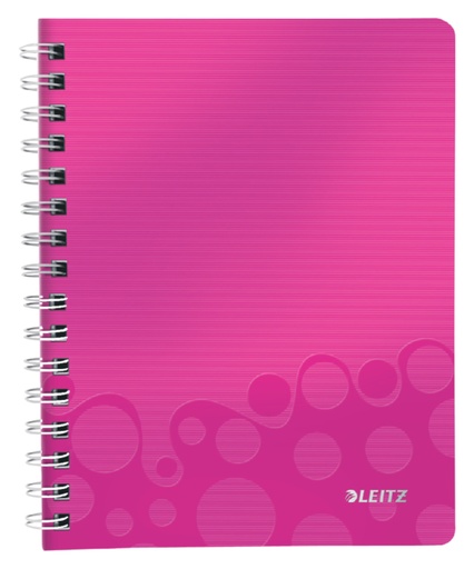 [510107] Cahier à spirale Leitz WOW A5 PP ligné rose