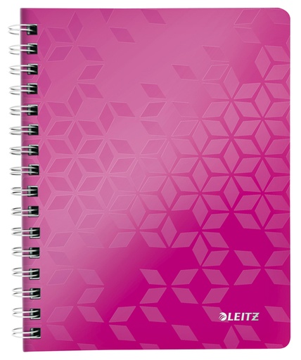 [510107] Cahier Leitz WOW A5 spirale ligné 160 pages rose