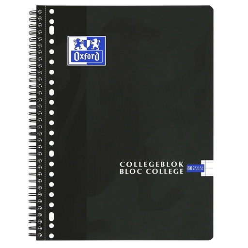 [274446] Bloc de cours Oxford A4+ ligné 23 perf 160 pages noir