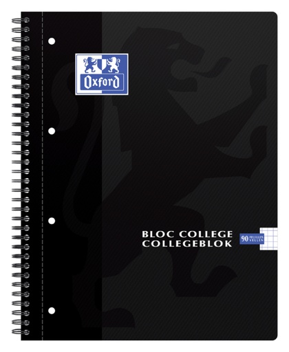 [274449] Bloc de cours Oxford A4+ carreau 5mm 4 perf 180 pages 80g noir