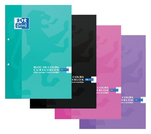 [011349] Bloc de cours Oxford School A4 ligné 2 perf 200 pages 80g assorti