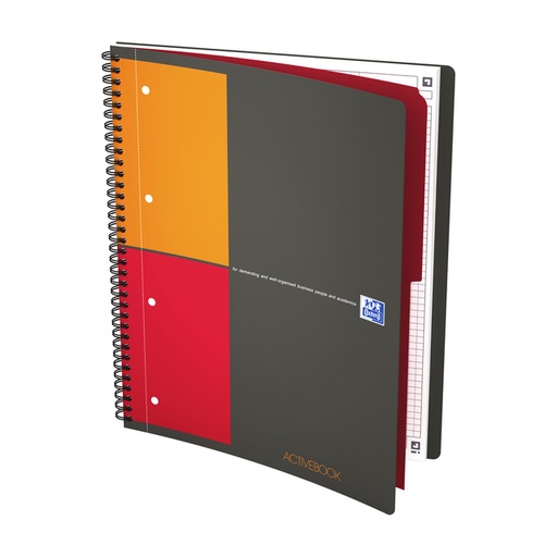 [011389] Cahier à spirale Oxford International Activebook A4+ carreau 5mm 160 pages