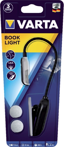 [413890] Lampe de poche Varta LED Book Light avec 2 piles CR2032