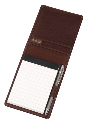 [513079] Conférencier Van Der Spek 216 A7 cuir buffle + stylo marron