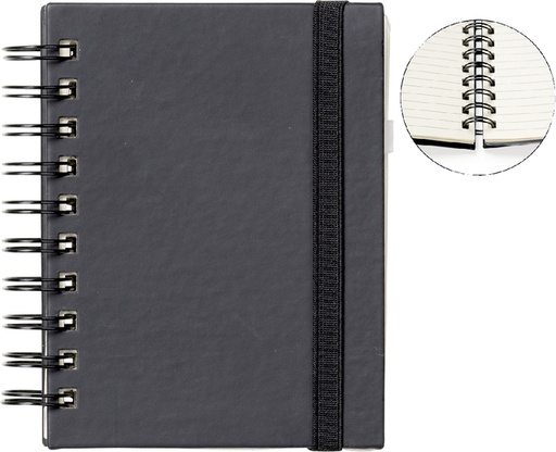 [011454] Notitieboek Quantore A6 spiraal lijn 192 pagina's 80gr zwart