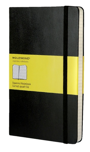 [011514] Carnet de notes Moleskine large 130x210mm carreau couverture rigide noir